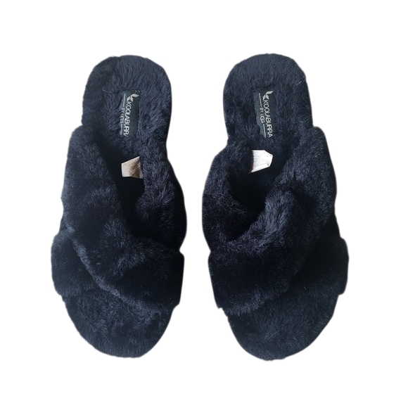 KOOLABURRA BY UGG Women's Black Faux Fur Slides Slippers Size 8 Pre-owned - Picture 1 of 5